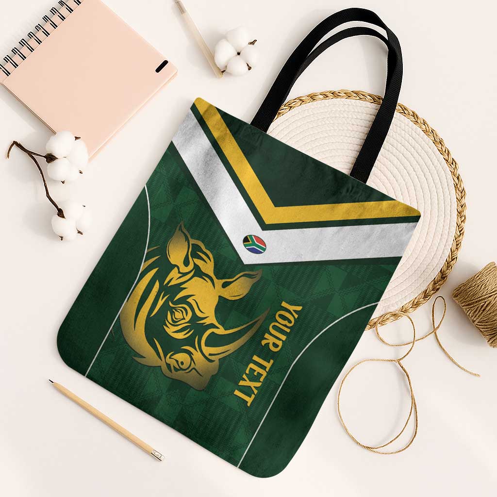 South Africa Rugby Custom Tote Bag Springboks Kente Rhino Symbol - Wonder Print Shop