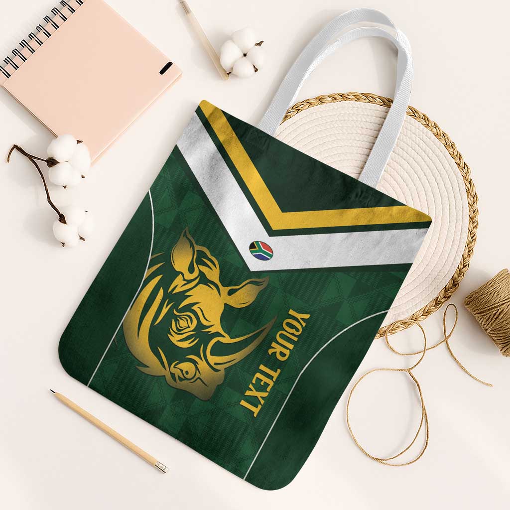 South Africa Rugby Custom Tote Bag Springboks Kente Rhino Symbol - Wonder Print Shop