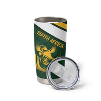 South Africa Rugby Custom Tumbler Cup Springboks Kente Rhino Symbol - Wonder Print Shop