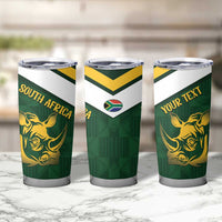 South Africa Rugby Custom Tumbler Cup Springboks Kente Rhino Symbol - Wonder Print Shop
