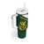 South Africa Rugby Custom Tumbler With Handle Springboks Kente Rhino Symbol - Wonder Print Shop