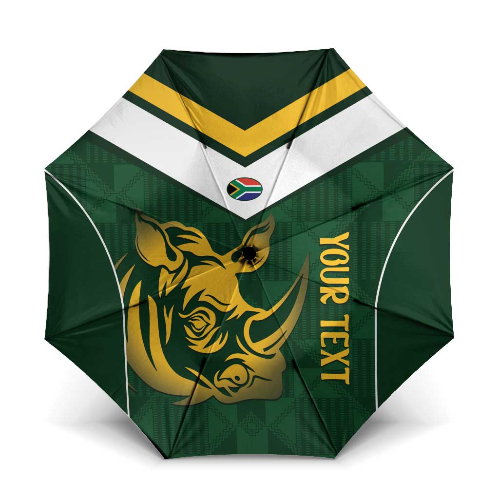 South Africa Rugby Custom Umbrella Springboks Kente Rhino Symbol - Wonder Print Shop