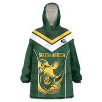 South Africa Rugby Custom Wearable Blanket Hoodie Springboks Kente Rhino Symbol - Wonder Print Shop