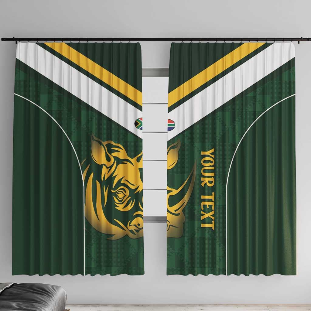 South Africa Rugby Custom Window Curtain Springboks Kente Rhino Symbol - Wonder Print Shop