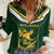 South Africa Rugby Custom Women Casual Shirt Springboks Kente Rhino Symbol - Wonder Print Shop