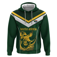 South Africa Rugby Custom Zip Hoodie Springboks Kente Rhino Symbol - Wonder Print Shop