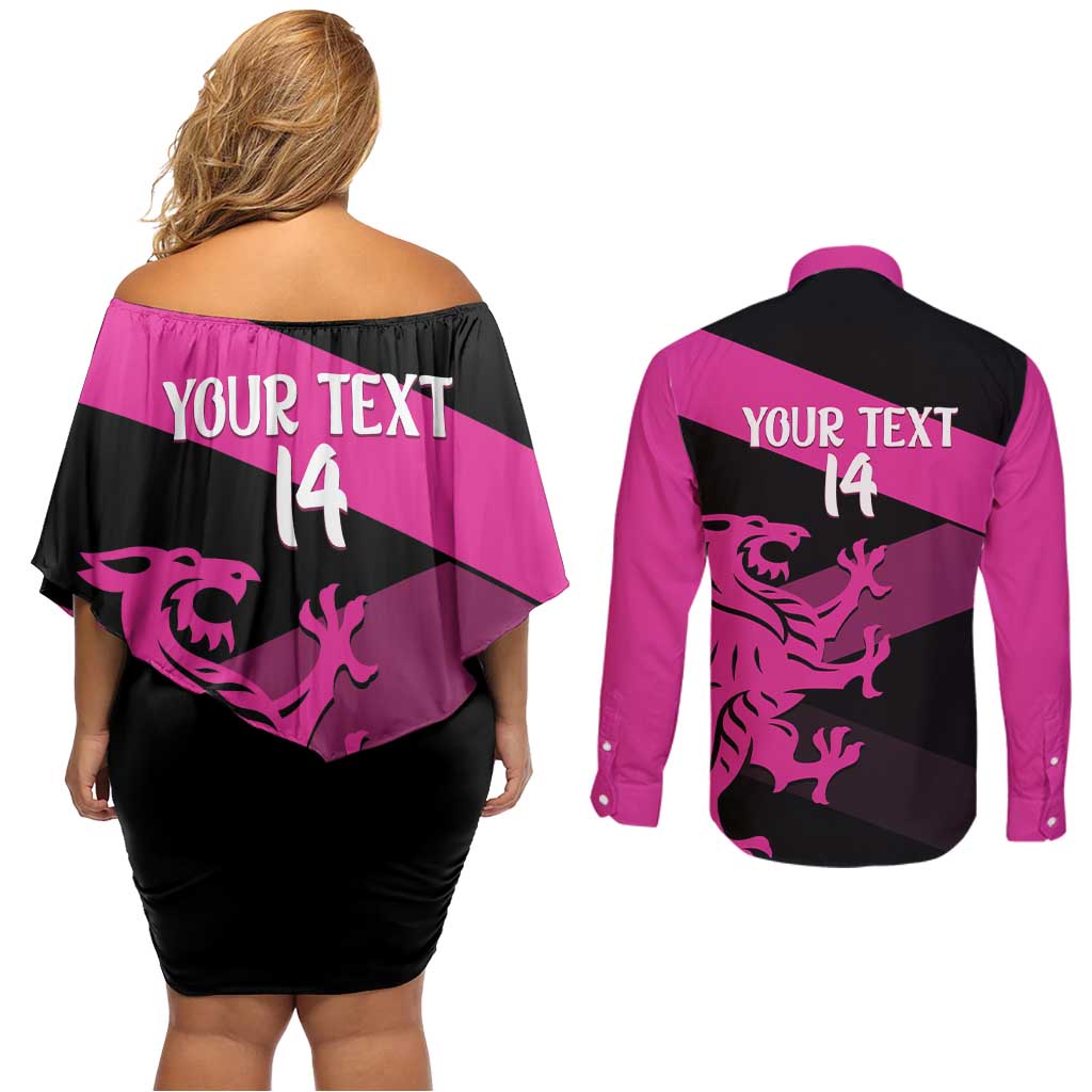 Custom Somerset Cricket Couples Matching Off Shoulder Short Dress and Long Sleeve Button Shirt 150 Years of Anniversary - Wonder Print Shop