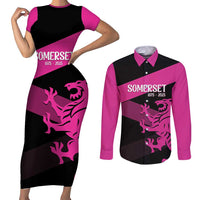Custom Somerset Cricket Couples Matching Short Sleeve Bodycon Dress and Long Sleeve Button Shirt 150 Years of Anniversary - Wonder Print Shop