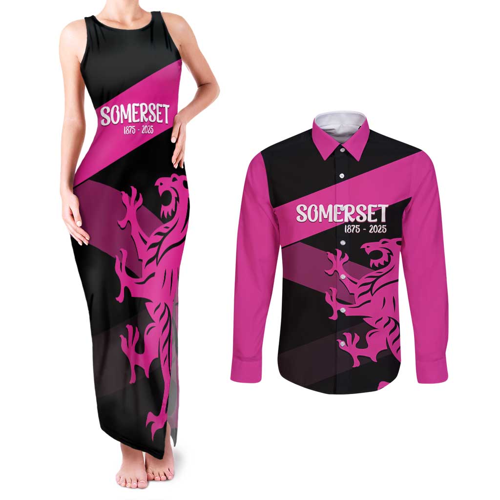 Custom Somerset Cricket Couples Matching Tank Maxi Dress and Long Sleeve Button Shirt 150 Years of Anniversary - Wonder Print Shop