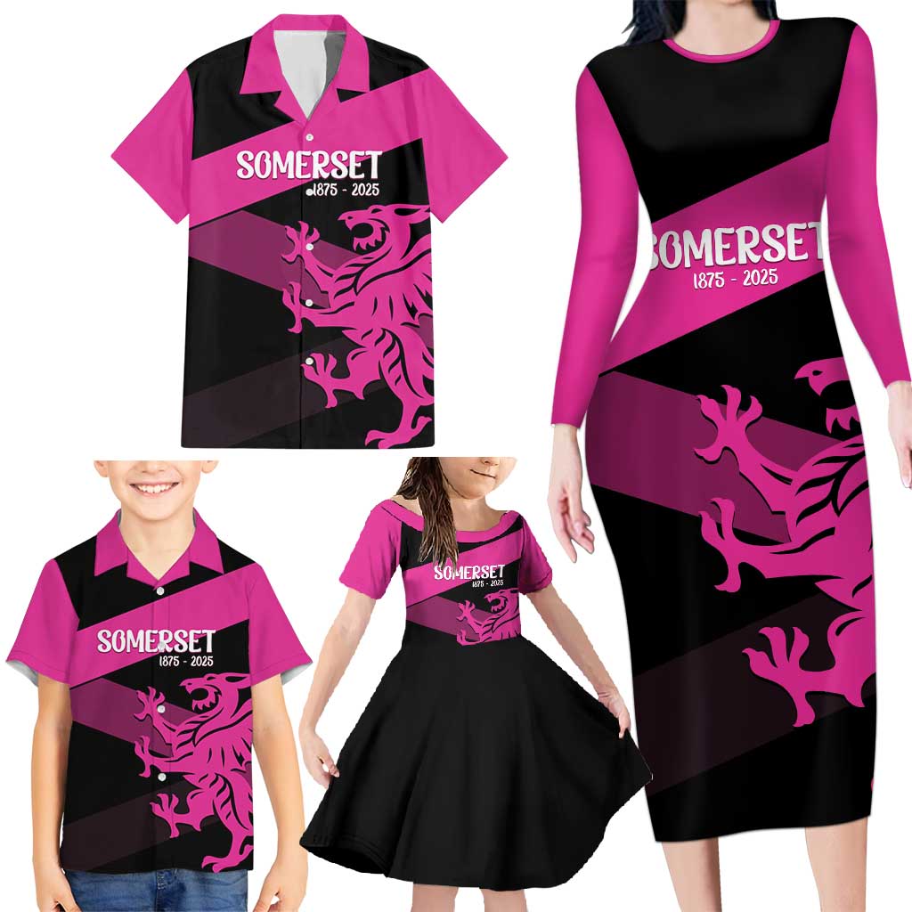 Custom Somerset Cricket Family Matching Long Sleeve Bodycon Dress and Hawaiian Shirt 150 Years of Anniversary - Wonder Print Shop