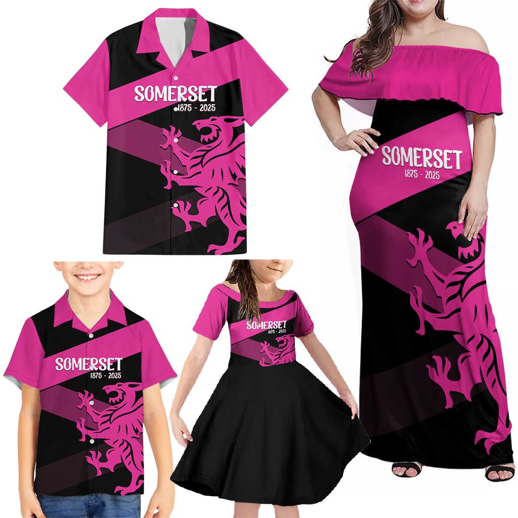Custom Somerset Cricket Family Matching Off Shoulder Maxi Dress and Hawaiian Shirt 150 Years of Anniversary - Wonder Print Shop