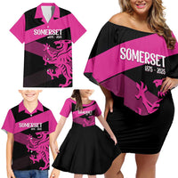 Custom Somerset Cricket Family Matching Off Shoulder Short Dress and Hawaiian Shirt 150 Years of Anniversary - Wonder Print Shop
