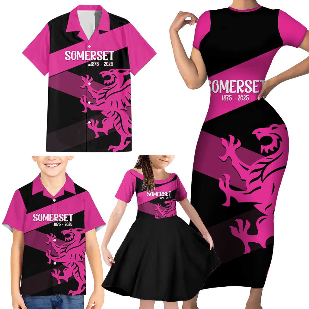 Custom Somerset Cricket Family Matching Short Sleeve Bodycon Dress and Hawaiian Shirt 150 Years of Anniversary - Wonder Print Shop