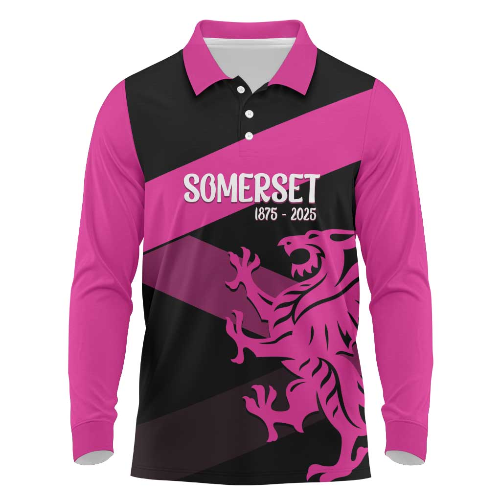 Custom Somerset Cricket Long Sleeve Polo Shirt 150 Years of Anniversary - Wonder Print Shop