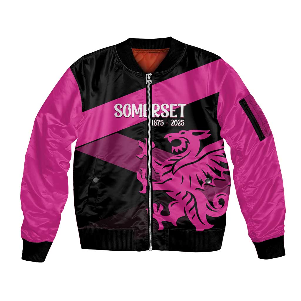 Custom Somerset Cricket Sleeve Zip Bomber Jacket 150 Years of Anniversary - Wonder Print Shop