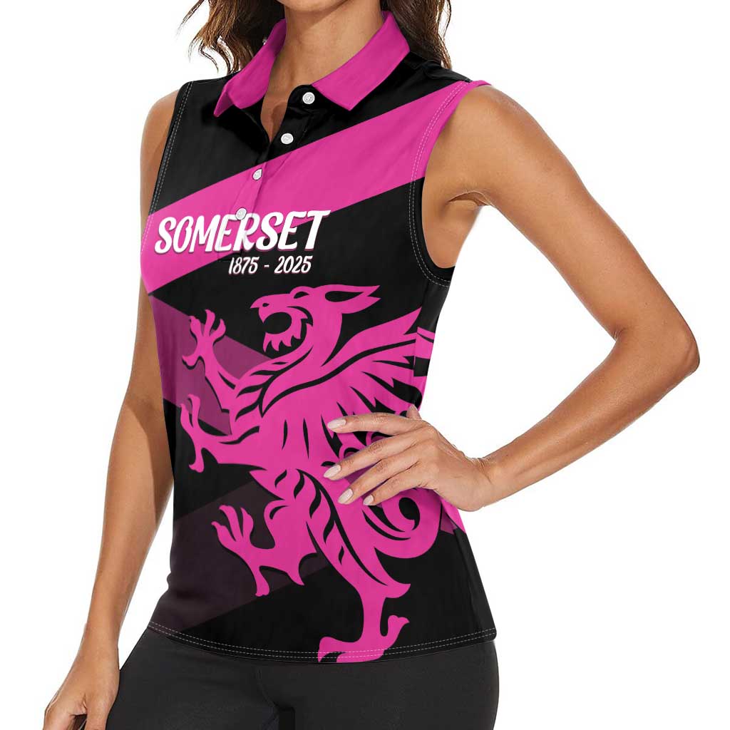 Custom Somerset Cricket Women Sleeveless Polo Shirt 150 Years of Anniversary - Wonder Print Shop