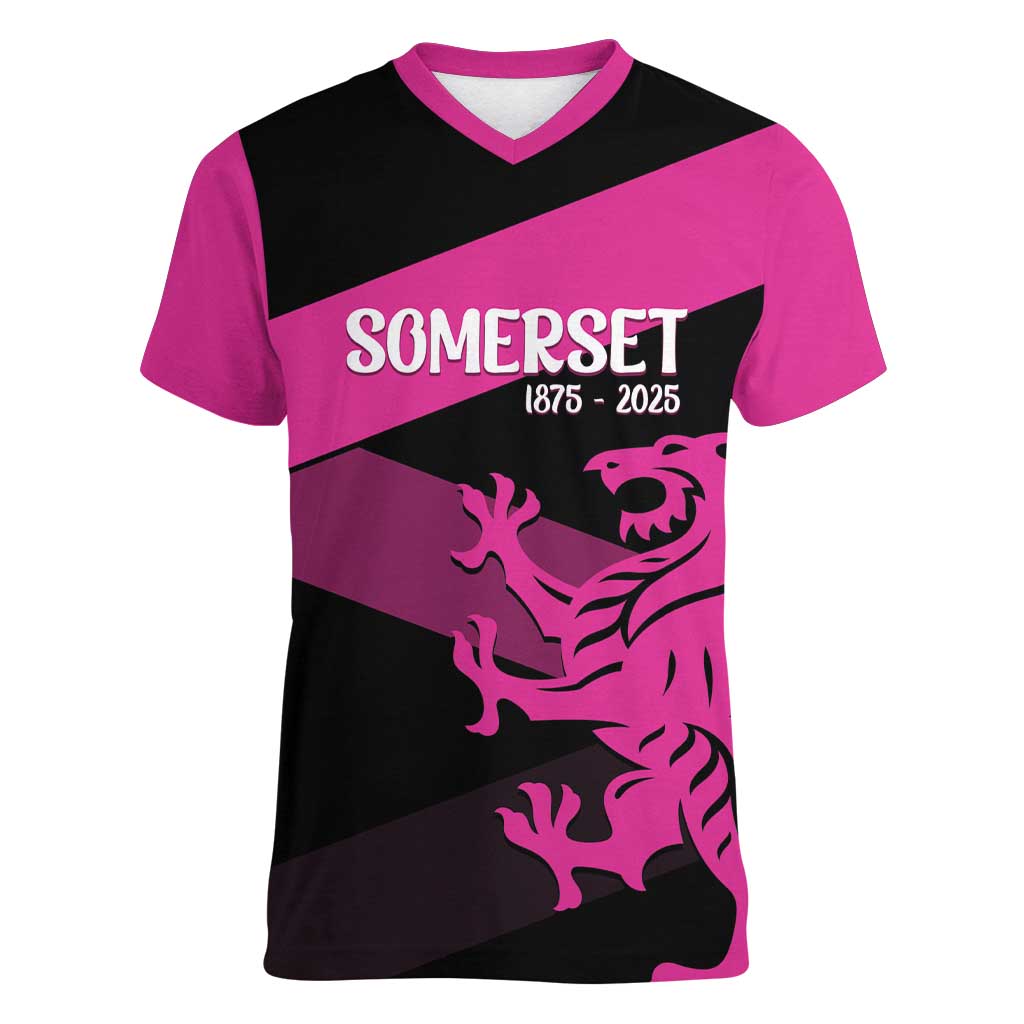 Custom Somerset Cricket Women V-Neck T-Shirt 150 Years of Anniversary - Wonder Print Shop