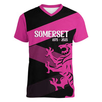 Custom Somerset Cricket Women V-Neck T-Shirt 150 Years of Anniversary - Wonder Print Shop