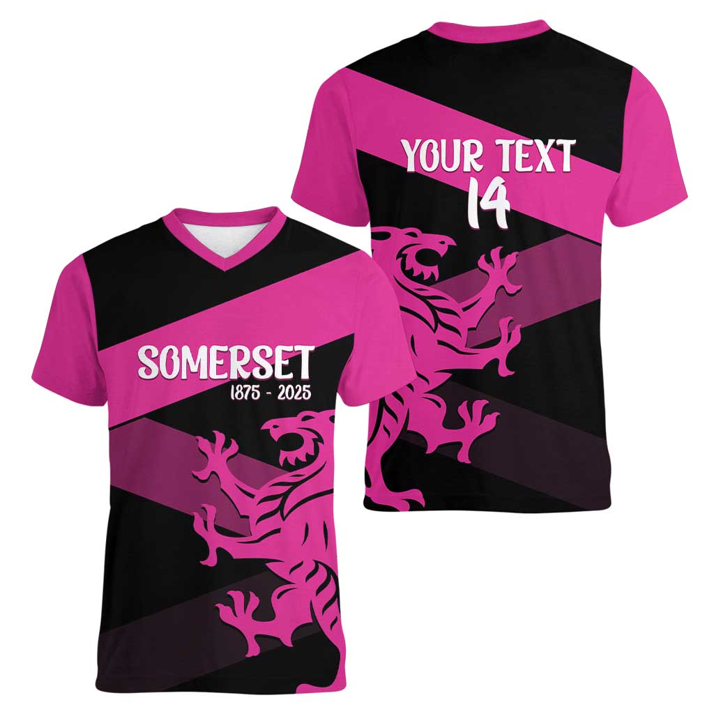 Custom Somerset Cricket Women V-Neck T-Shirt 150 Years of Anniversary - Wonder Print Shop