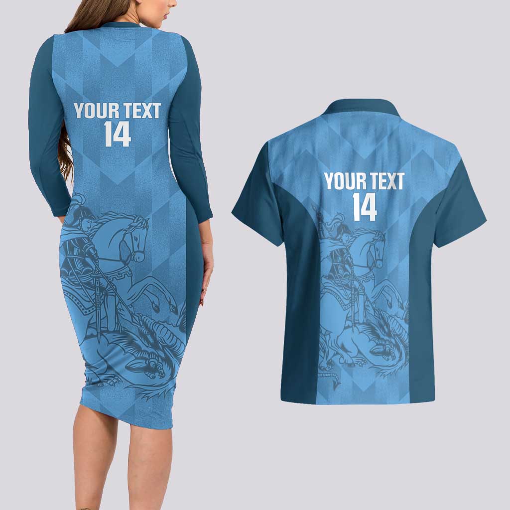 Custom St. Georges Cricket Couples Matching Long Sleeve Bodycon Dress and Hawaiian Shirt Go Champions Sporty Style - Wonder Print Shop