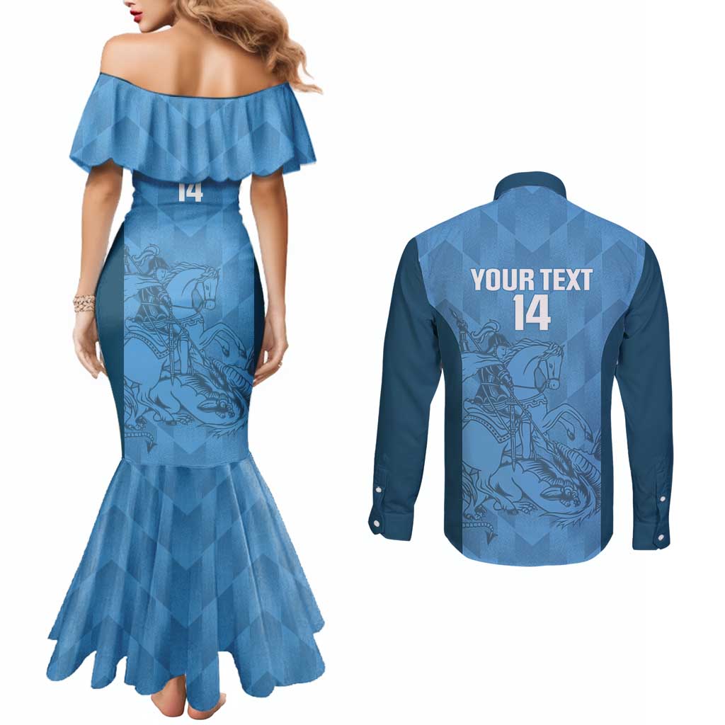 Custom St. Georges Cricket Couples Matching Mermaid Dress and Long Sleeve Button Shirt Go Champions Sporty Style - Wonder Print Shop