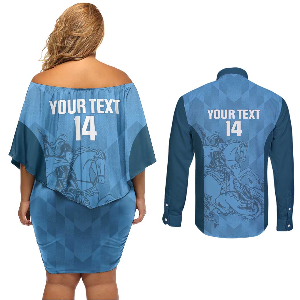 Custom St. Georges Cricket Couples Matching Off Shoulder Short Dress and Long Sleeve Button Shirt Go Champions Sporty Style - Wonder Print Shop