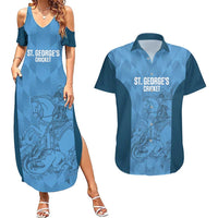 Custom St. Georges Cricket Couples Matching Summer Maxi Dress and Hawaiian Shirt Go Champions Sporty Style - Wonder Print Shop