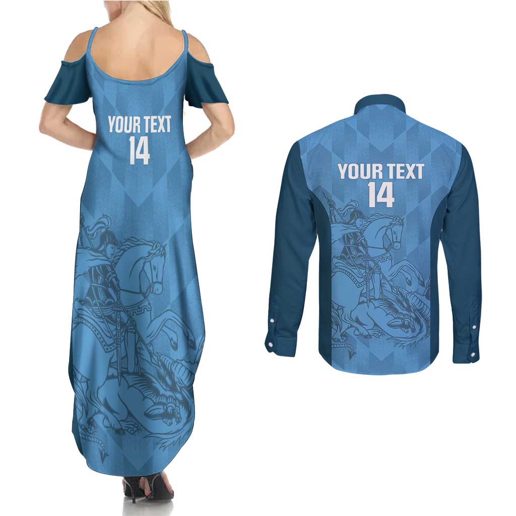 Custom St. Georges Cricket Couples Matching Summer Maxi Dress and Long Sleeve Button Shirt Go Champions Sporty Style - Wonder Print Shop