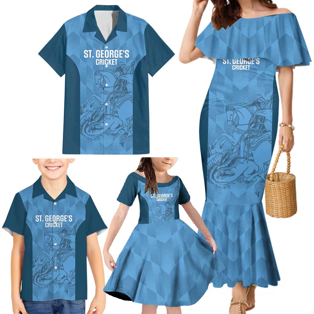 Custom St. Georges Cricket Family Matching Mermaid Dress and Hawaiian Shirt Go Champions Sporty Style - Wonder Print Shop