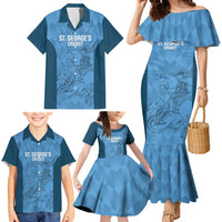 Custom St. Georges Cricket Family Matching Mermaid Dress and Hawaiian Shirt Go Champions Sporty Style - Wonder Print Shop