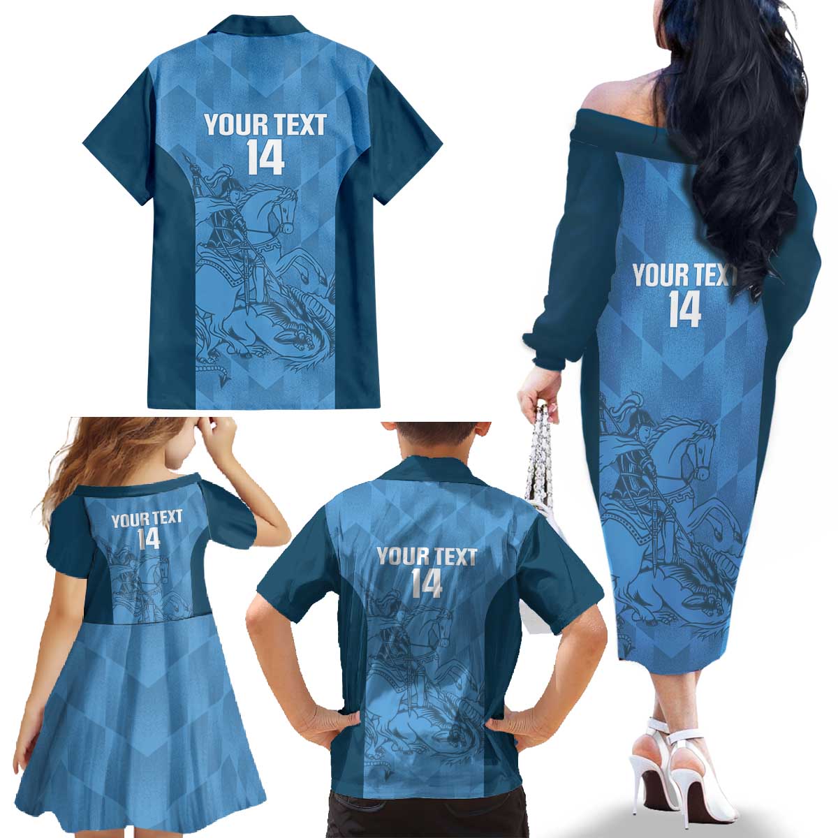 Custom St. Georges Cricket Family Matching Off The Shoulder Long Sleeve Dress and Hawaiian Shirt Go Champions Sporty Style - Wonder Print Shop