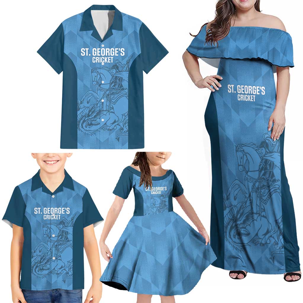 Custom St. Georges Cricket Family Matching Off Shoulder Maxi Dress and Hawaiian Shirt Go Champions Sporty Style - Wonder Print Shop