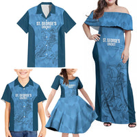 Custom St. Georges Cricket Family Matching Off Shoulder Maxi Dress and Hawaiian Shirt Go Champions Sporty Style - Wonder Print Shop