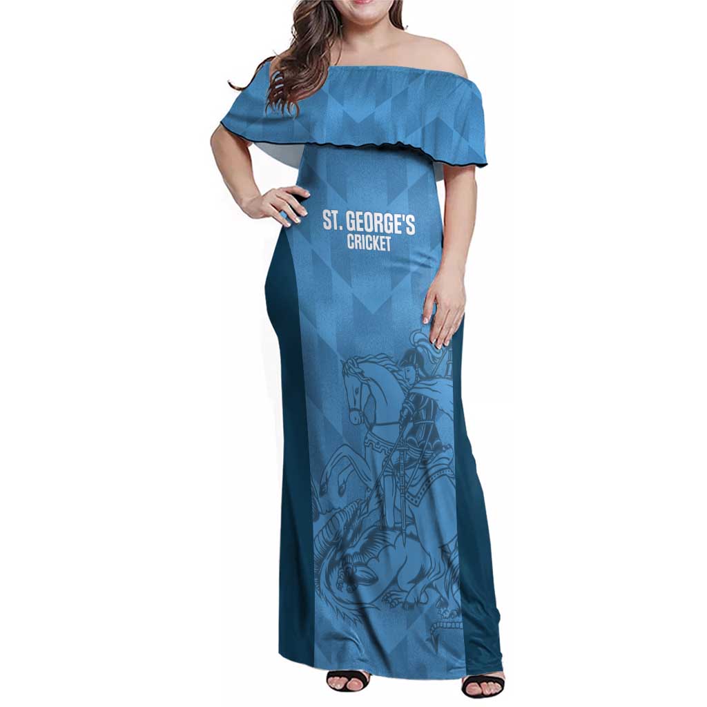 Custom St. Georges Cricket Family Matching Off Shoulder Maxi Dress and Hawaiian Shirt Go Champions Sporty Style - Wonder Print Shop