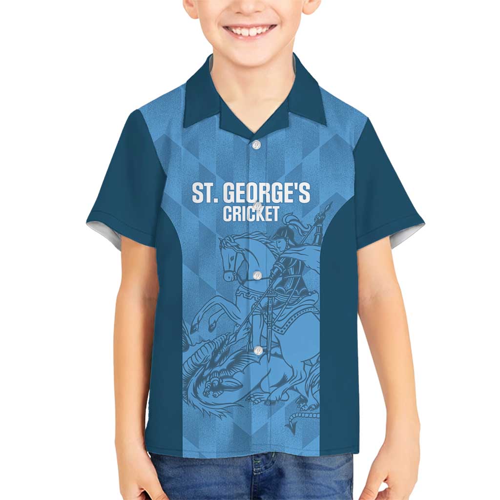 Custom St. Georges Cricket Family Matching Off Shoulder Short Dress and Hawaiian Shirt Go Champions Sporty Style - Wonder Print Shop