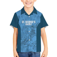 Custom St. Georges Cricket Family Matching Off Shoulder Short Dress and Hawaiian Shirt Go Champions Sporty Style - Wonder Print Shop