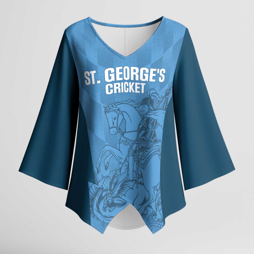 Custom St. Georges Cricket Kimono Sleeve Blouse Go Champions Sporty Style - Wonder Print Shop