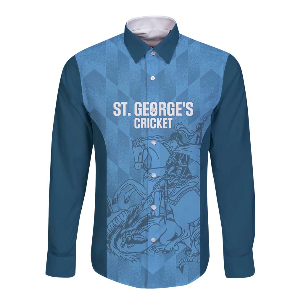 Custom St. Georges Cricket Long Sleeve Button Shirt Go Champions Sporty Style - Wonder Print Shop