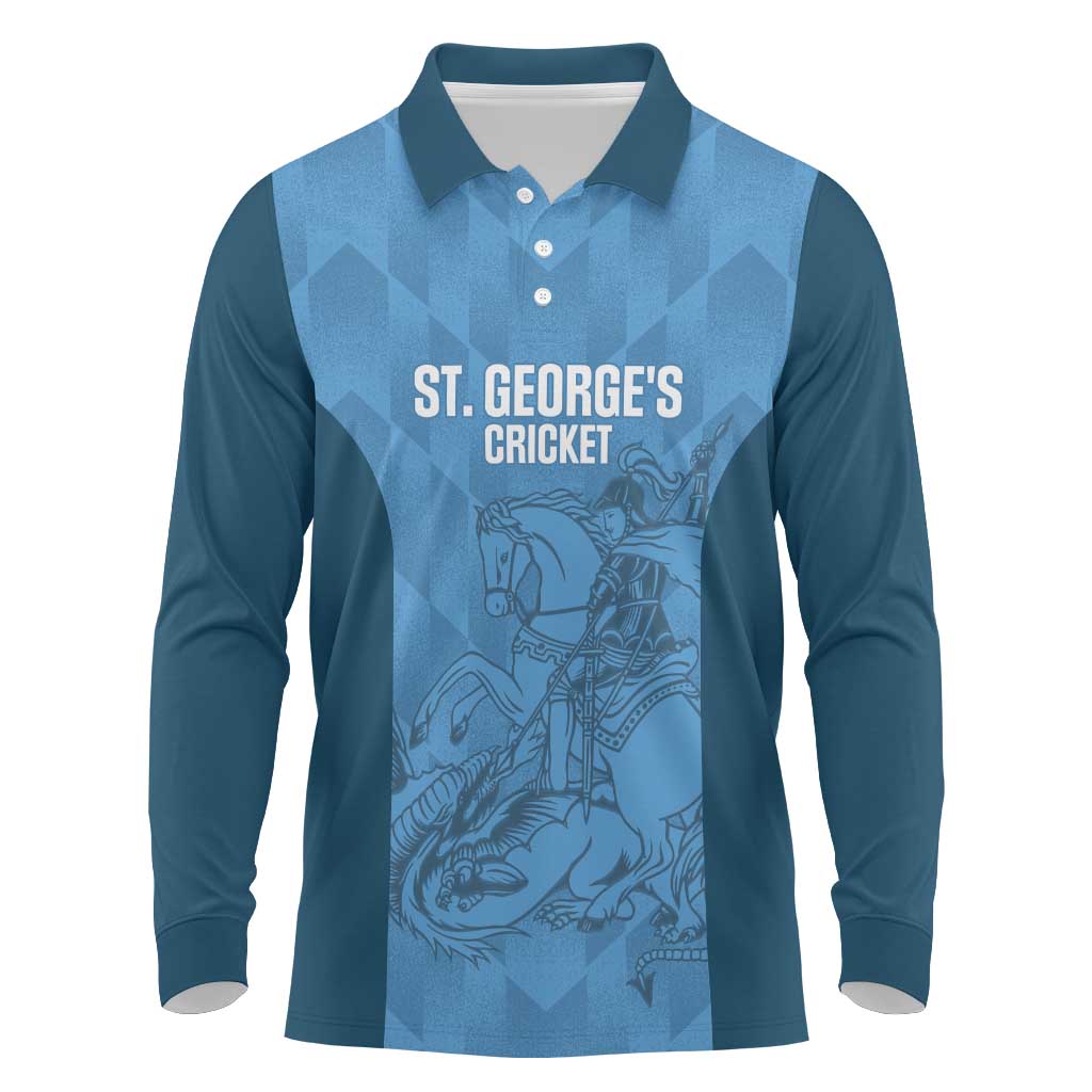 Custom St. Georges Cricket Long Sleeve Polo Shirt Go Champions Sporty Style - Wonder Print Shop