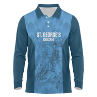 Custom St. Georges Cricket Long Sleeve Polo Shirt Go Champions Sporty Style - Wonder Print Shop