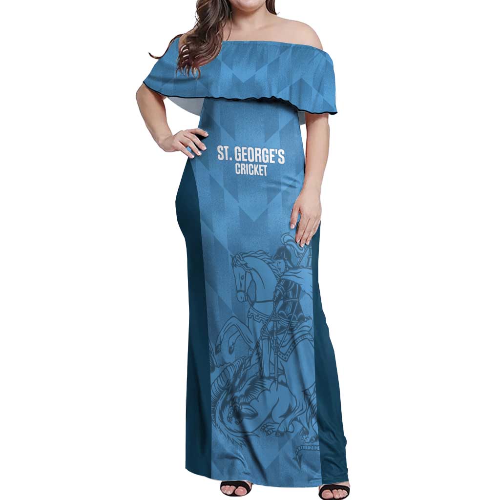 Custom St. Georges Cricket Off Shoulder Maxi Dress Go Champions Sporty Style - Wonder Print Shop