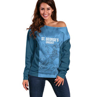 Custom St. Georges Cricket Off Shoulder Sweater Go Champions Sporty Style - Wonder Print Shop