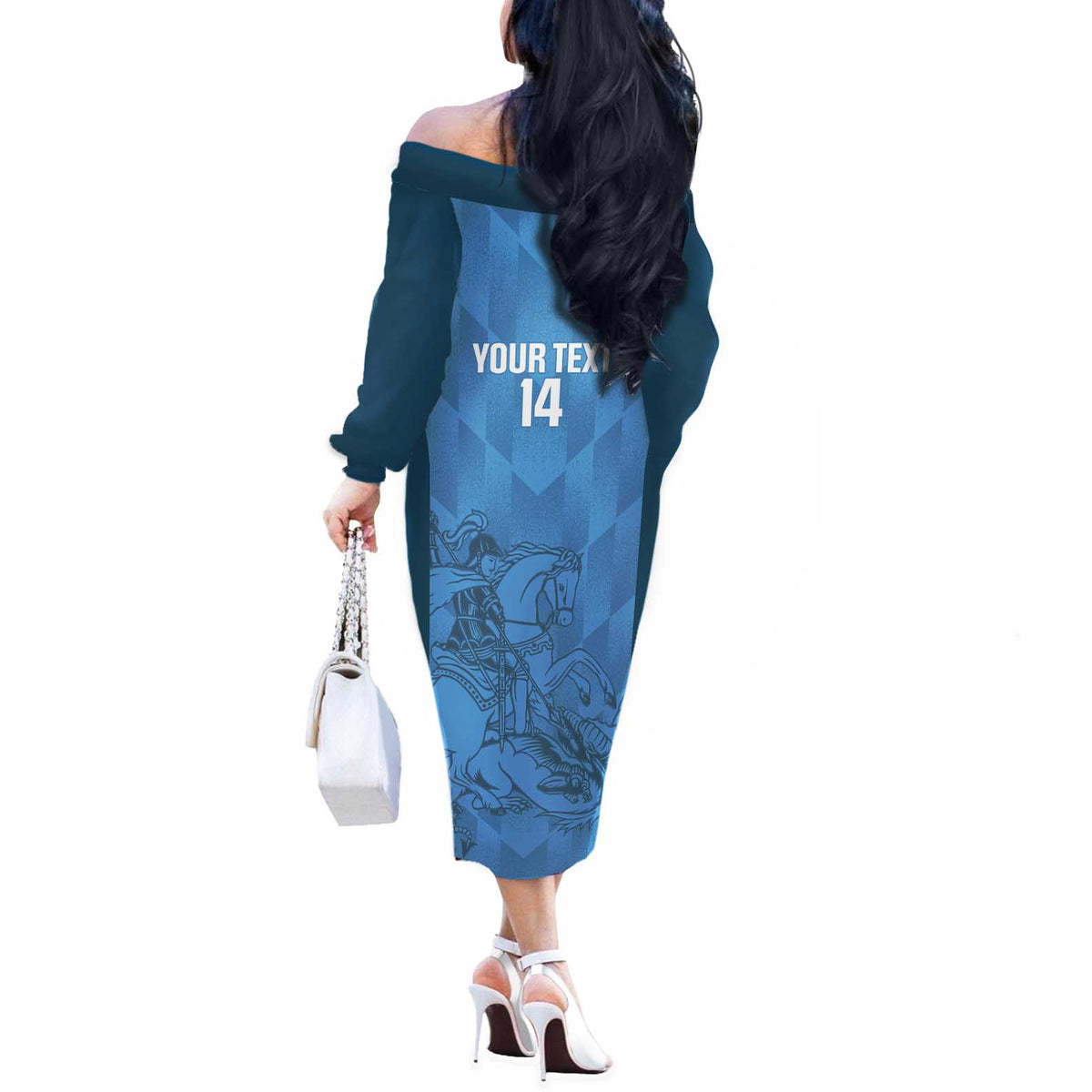 Custom St. Georges Cricket Off The Shoulder Long Sleeve Dress Go Champions Sporty Style - Wonder Print Shop