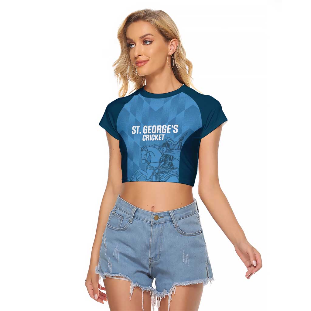 Custom St. Georges Cricket Raglan Cropped T Shirt Go Champions Sporty Style - Wonder Print Shop