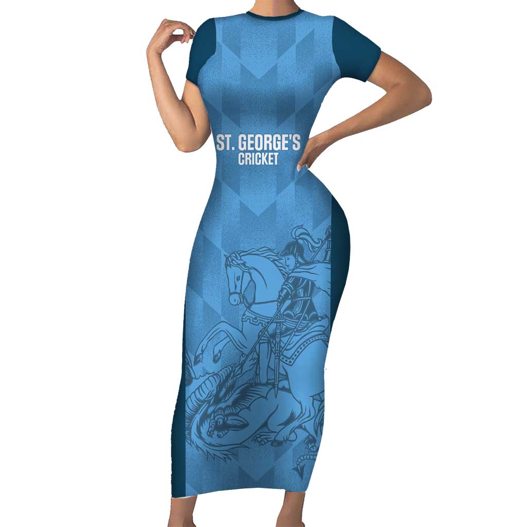 Custom St. Georges Cricket Short Sleeve Bodycon Dress Go Champions Sporty Style - Wonder Print Shop