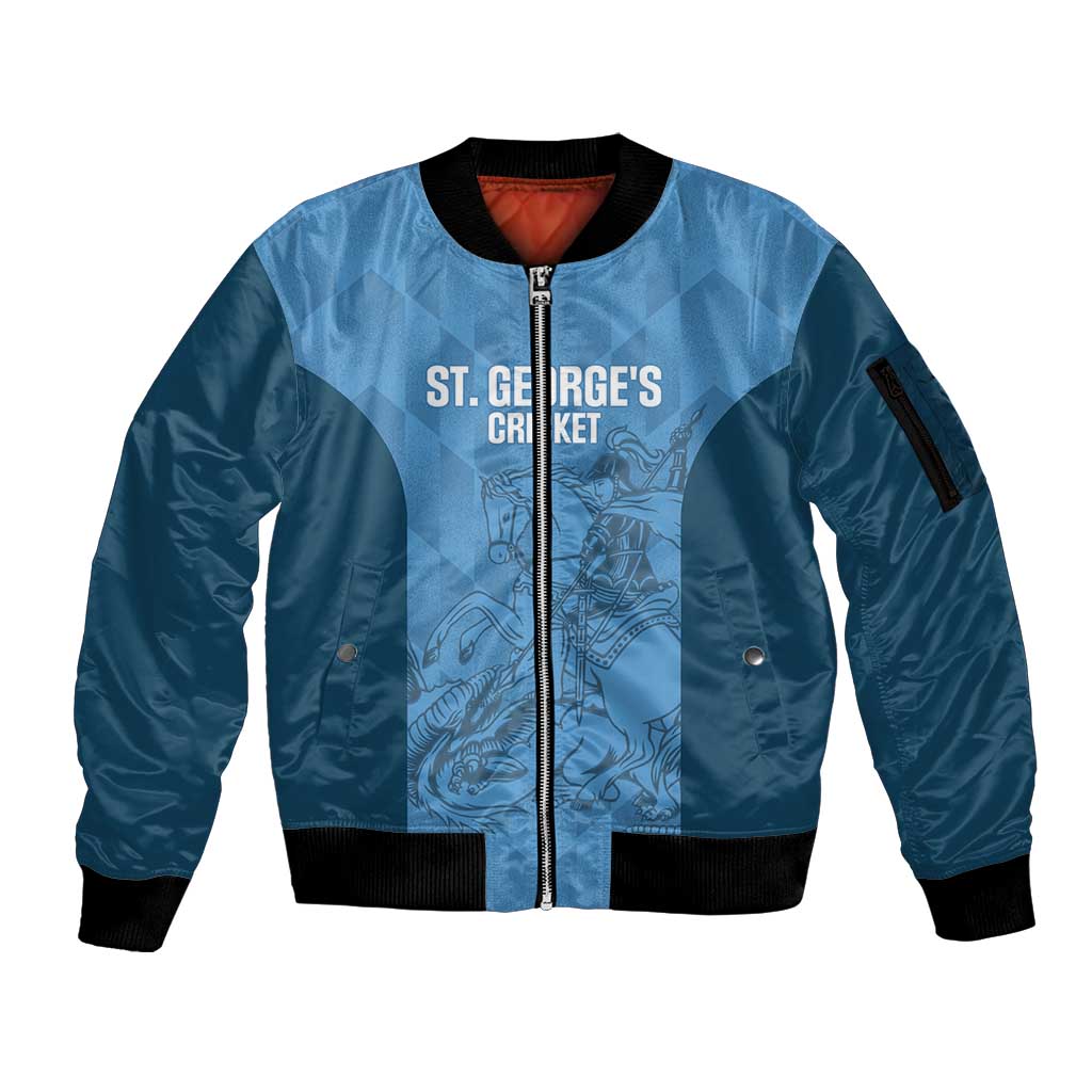 Custom St. Georges Cricket Sleeve Zip Bomber Jacket Go Champions Sporty Style - Wonder Print Shop
