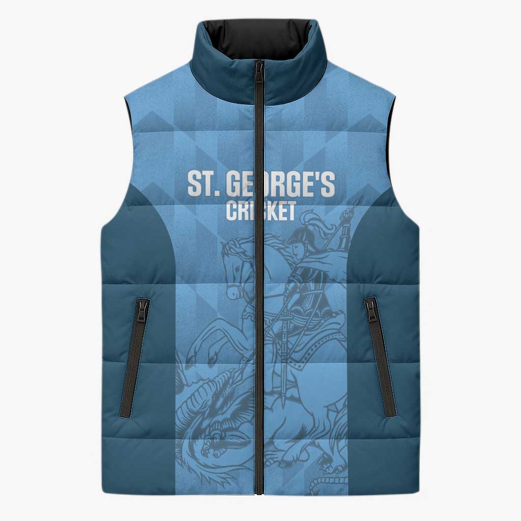 Custom St. Georges Cricket Sleeveless Puffer Jacket Go Champions Sporty Style - Wonder Print Shop