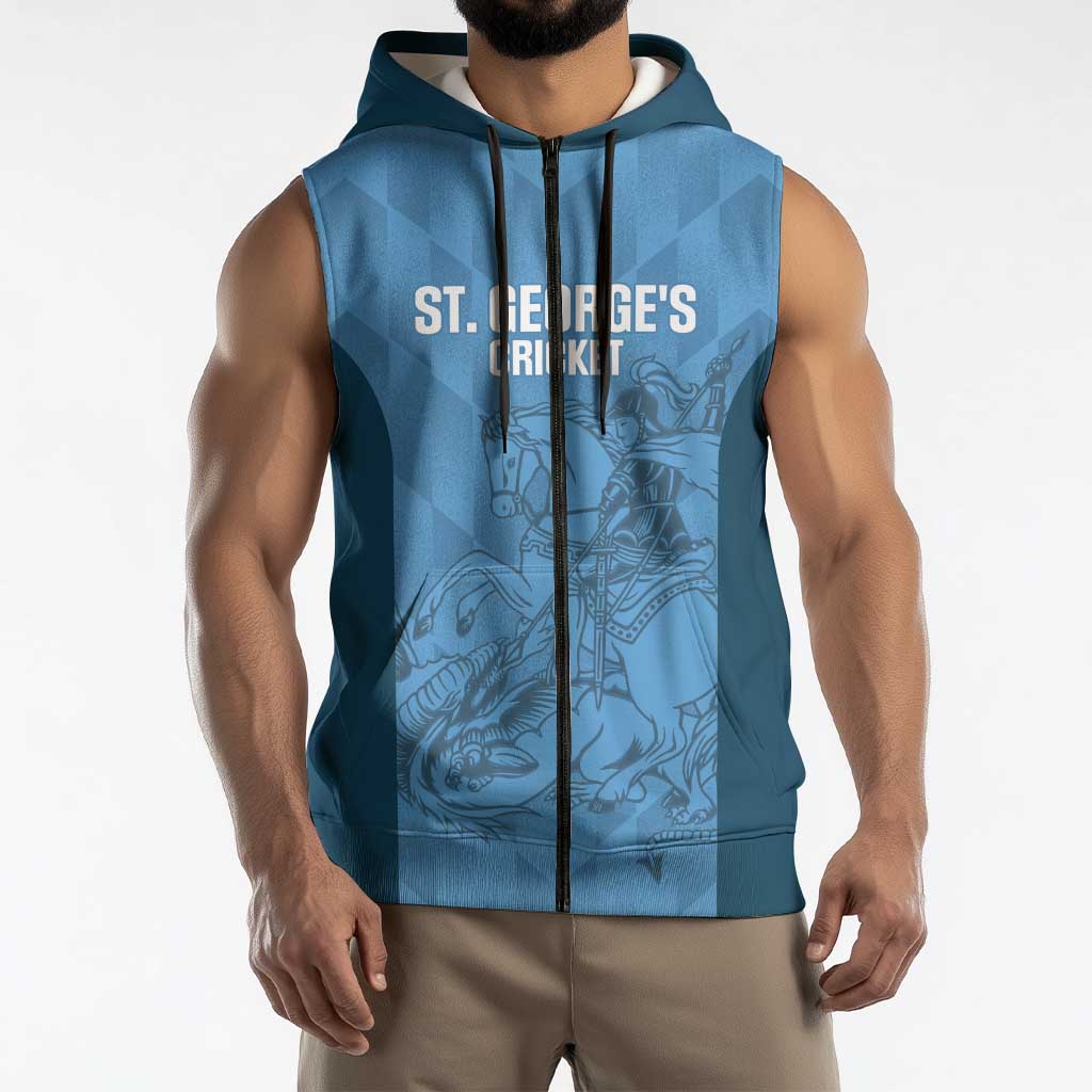 Custom St. Georges Cricket Sleeveless Zip Hoodie Go Champions Sporty Style - Wonder Print Shop