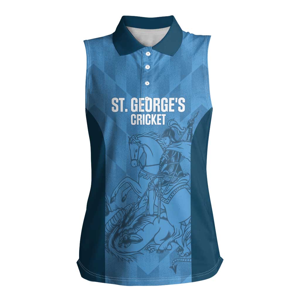 Custom St. Georges Cricket Women Sleeveless Polo Shirt Go Champions Sporty Style - Wonder Print Shop