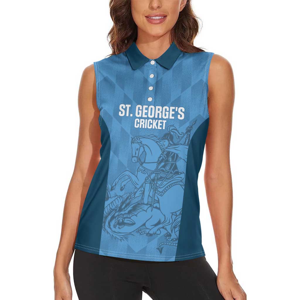 Custom St. Georges Cricket Women Sleeveless Polo Shirt Go Champions Sporty Style - Wonder Print Shop